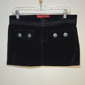 Tripp NYC Micro Mini Velvet Skull Lace Button Stretch Fairy Goth Emo Punk Skirt